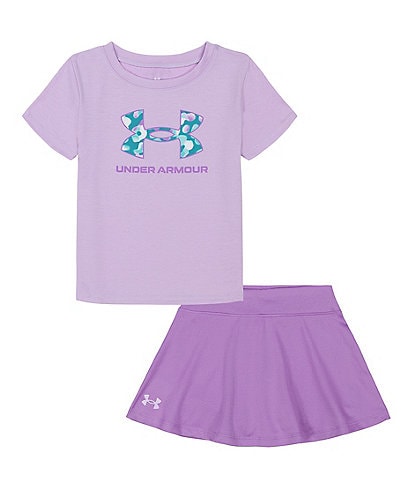 Under Armour Little Girls 2T-6X Short Sleeve Wordmark T-Shirt & Skort Set