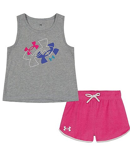 Under Armour Little Girls 2T-6X Sleeveless Floating-Logo Tank Top & Solid Shorts Set