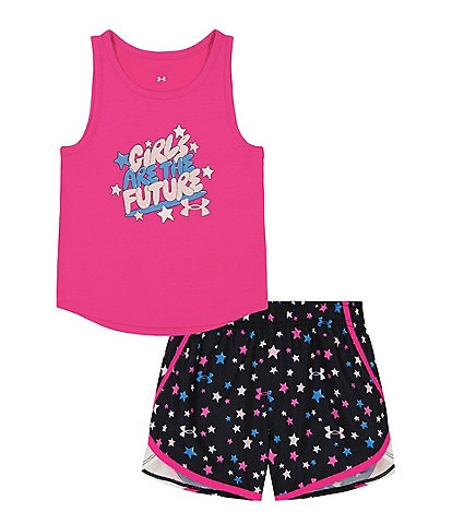 Under Armour Little Girls 2T-6X Sleeveless Girls Are The Future Tank & Star-Printed Shorts Set