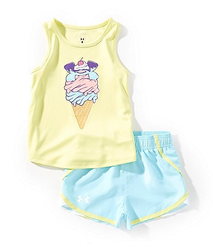 Under Armour Little Girls 2T-6X Sleeveless Ice Cream Motif Tank Top & Shorts Set