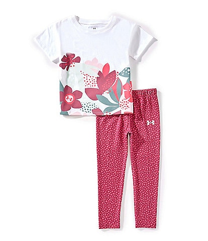 Under Armour Little Girls Short Sleeve T-Shirt & Allover Printed Leggings Set