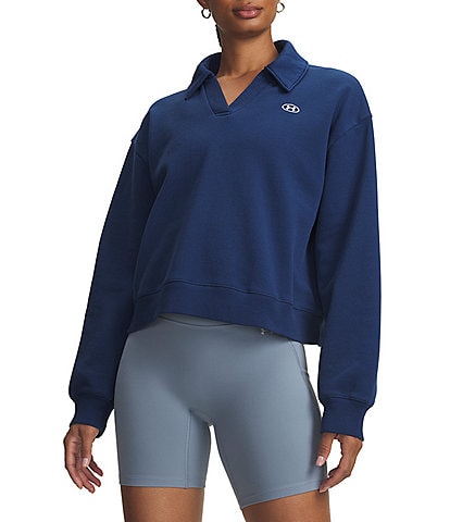 Under Armour Rival Fleece Polo Collared V-Neck Long Sleeve Pullover