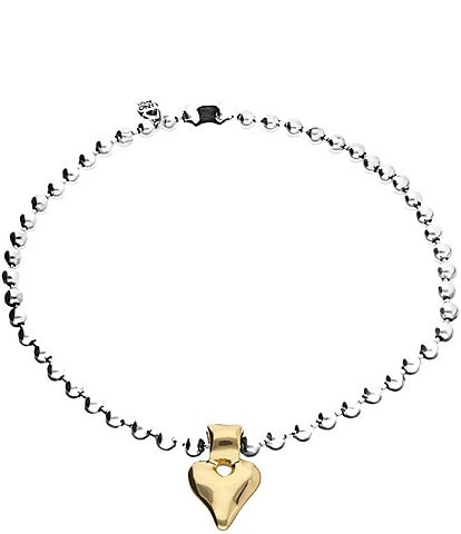 UNOde50 Beaded Two Tone Heart Short Pendant Necklace