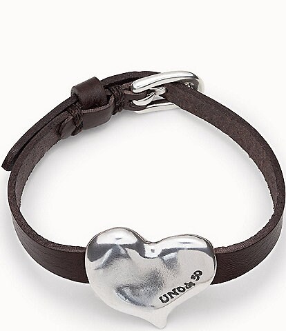 UNOde50 Leather Strap Heart Line Bracelet