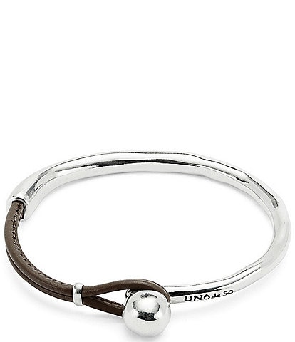 UNOde50 Pulseras Silver & Leather Bangle Bracelet