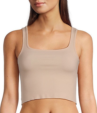 VAN WINKLE & CO. Flat Ribbed Sleeveless Square Neck Cropped Tank