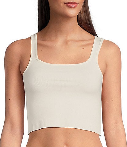 VAN WINKLE & CO. Flat Ribbed Sleeveless Square Neck Cropped Tank