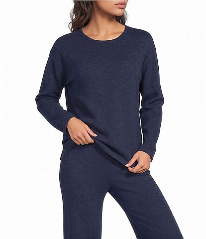 VAN WINKLE & CO. Long Sleeve Crew Neck Coordinating Cashmere Sleep Top