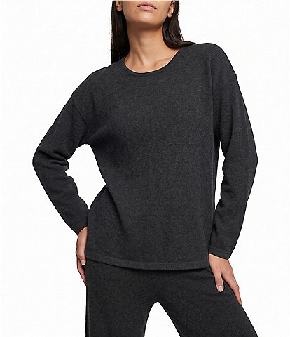 VAN WINKLE & CO. Long Sleeve Crew Neck Coordinating Cashmere Sleep Top