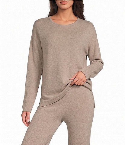 VAN WINKLE & CO. Long Sleeve Crew Neck Coordinating Cashmere Sleep Top
