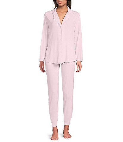 Long Sleeve Notch Collar Knit Top & Jogger Pajama Set