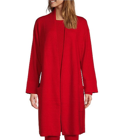 VAN WINKLE & CO. Long Sleeve Open-Front Coordinating Cashmere Lounge Kimono Wrap Robe