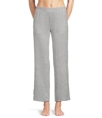 VAN WINKLE & CO. Solid Ribbed Knit Wide Leg Coordinating Sleep Pants