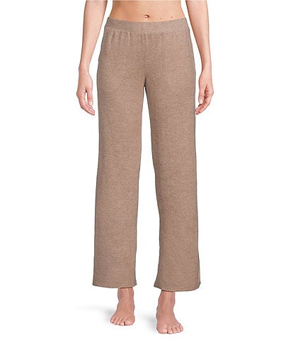 VAN WINKLE & CO. Solid Ribbed Knit Wide Leg Coordinating Sleep Pants