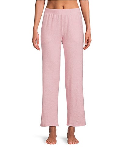 VAN WINKLE & CO. Solid Ribbed Knit Wide Leg Coordinating Sleep Pants