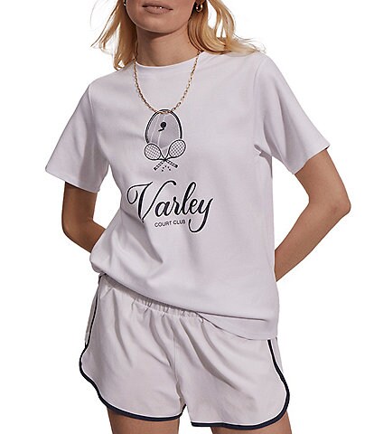 Varley Coventry Branded Soft Pique Crew Neck Short Sleeve Tee Shirt