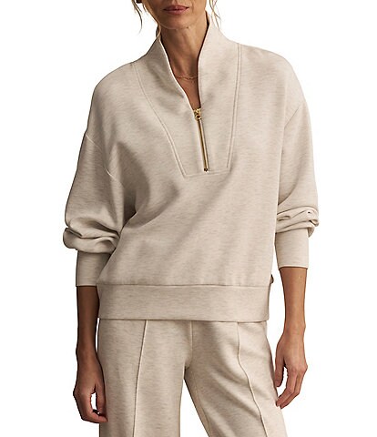 Varley Davidson DoubleSoft® Coordinating Stand Collar V-Neck Quater Zip Long Sleeve Sweat Jacket