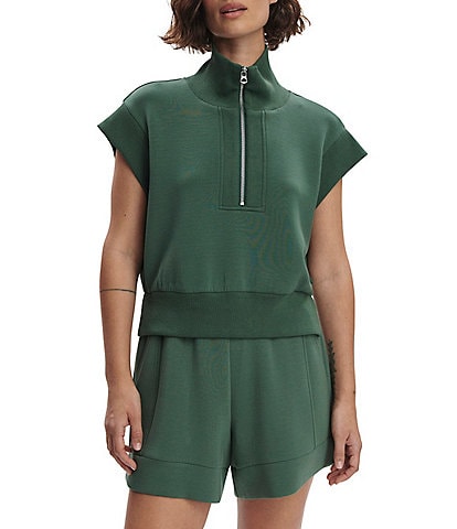 Varley Kelly High Neck Cap Sleeve Half Zip Double Soft Cropped Sweatshirt