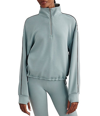Varley Sian Piped Half Zip Mock Neck Long Sleeve Sweatshirt