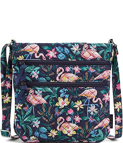 Vera Bradley Flamingo Garden Triple Zip Hipster Crossbody Bag
