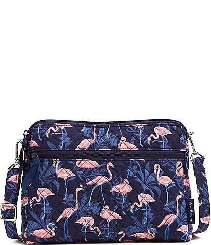 Vera Bradley Flamingo Party Triple Compartment Crossbody Bag