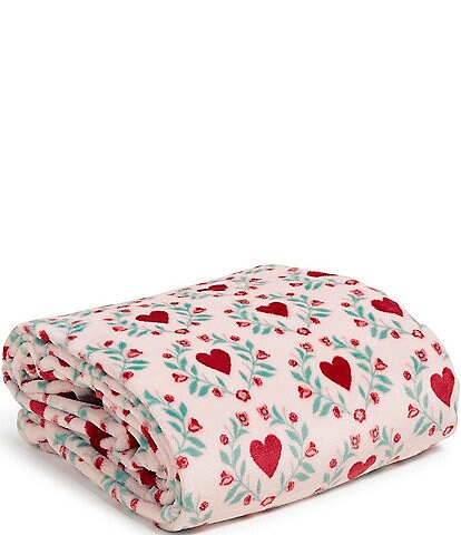 Vera Bradley Imperial Hearts Print Plush Throw Blanket