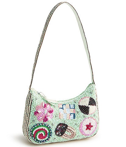 Vera Bradley Mini Roxbury Beaded Cookie Swap Crescent Shoulder Bag