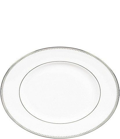 Vera Wang by Wedgwood Grosgrain Striped & Dotted Platinum Bone China Oval Platter
