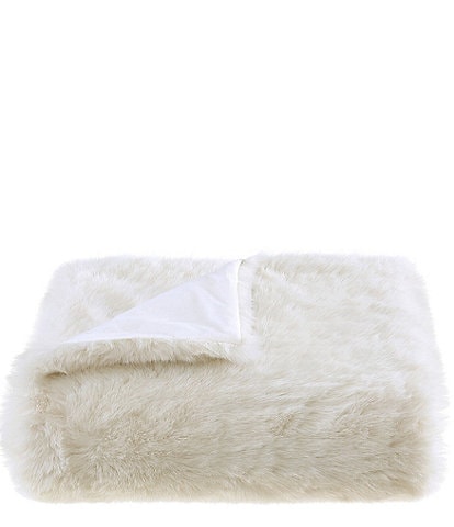 Vera Wang Long Pile Faux Fur Throw Blanket