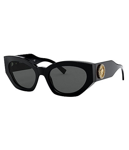 Versace Black Medusa Cat Eye Oval Crystal Sunglasses