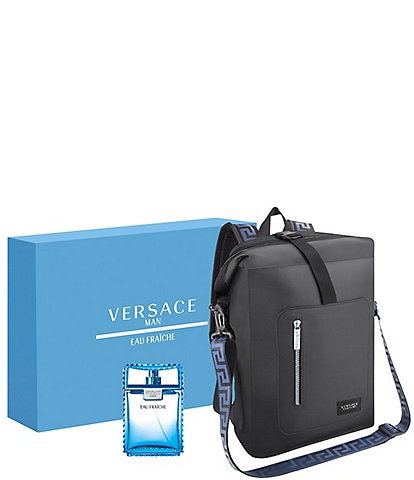 Versace Travel Bag Dylan Blue 3 Piece Gift Set with Medusa Head Bag Men 3.4  Oz
