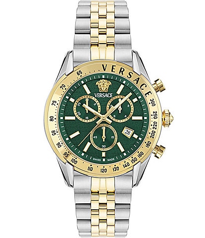 Versace Men's Chrono Master Two Tone Stainless Steel 44mm Bracelet Watch