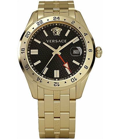 Versace Men's GMT Quartz Analog Gold Stainless Steel Bracelet Watch