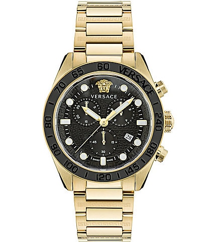 Versace Men's Greca Dome Quartz Chronograph Gold Stainless Steel Bracelet Watch