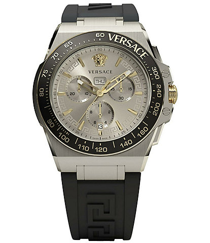 Versace Men\'s Icon Active Diamond Chronograph Black Silicone Strap Watch |  Dillard\'s