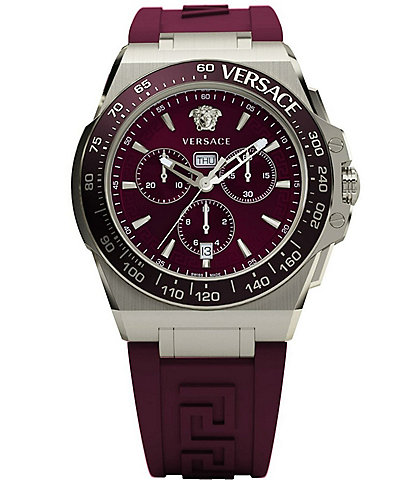 Versace Men's Greca Extreme Chronograph Burgundy Silicone Strap Watch
