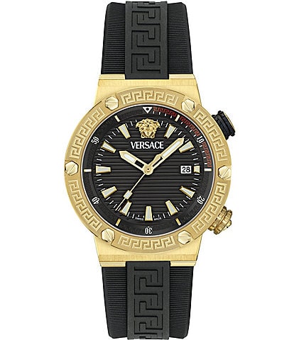 Versace Men's Greca Logo Analog Black Strap Watch