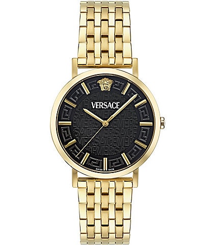 Versace Men's Greca Slim Analog Gold Tone Stainless Steel Bracelet Watch
