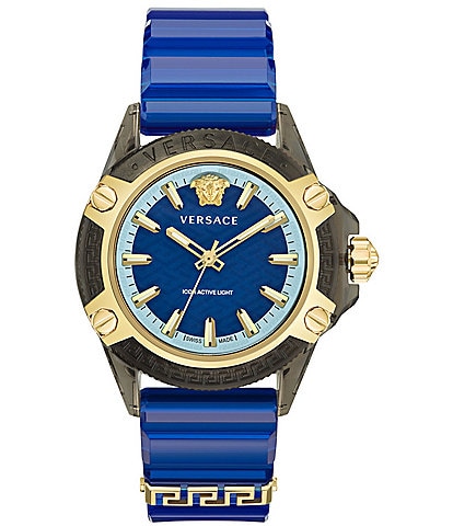 Versace Men\'s Greca Time Quartz Dillard\'s Analog Leather Strap Watch Black 