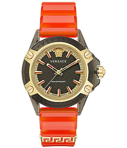 Versace Men's Icon Active Quartz Analog Orange Transparent Silicone Strap Watch