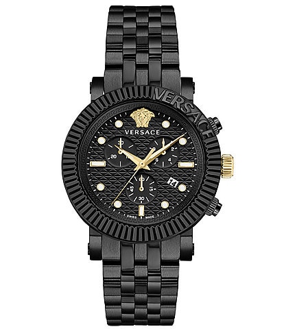 Versace Men's V-Chrono Classic Chronograph Black Stainless Steel Bracelet Watch