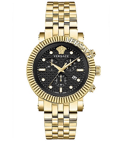 Versace Men's V-Chrono Classic Chronograph Gold Stainless Steel Bracelet Watch