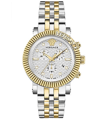 Versace Men's V-Chrono Classic Chronograph Two Tone Stainless Steel Bracelet Watch