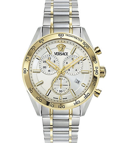 Versace Men's V-Code Chronograph Two Tone Stainless Steel Bracelet Watch