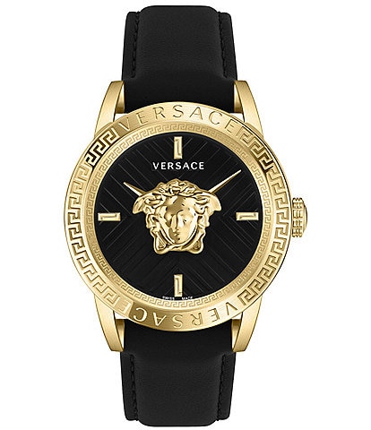 Men\'s Quartz Dillard\'s Strap Infinite Medusa | Analog Black Leather Versace Watch