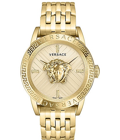 Versace Men's V-Code Quartz Analog Gold Stainless Steel Bracelet Watch