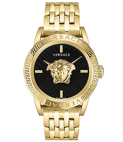 Versace Men's V-Code Quartz Analog Gold Stainless Steel Bracelet Watch