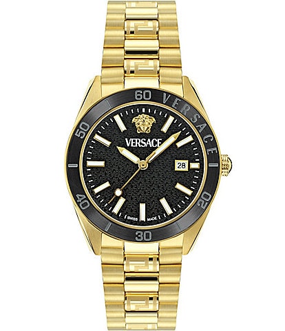 Versace Men's V-Dome Analog Gold Tone Stainless Steel Bracelet Watch
