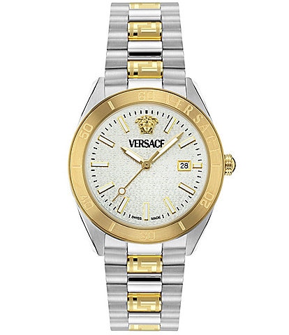 Versace Men's V-Dome Analog Two Tone Stainless Steel Bracelet Watch