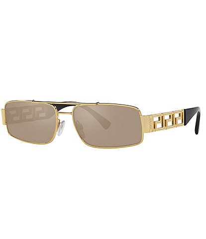 Versace Men's VE2257 Greca 60mm Gold Rectangle Sunglasses
